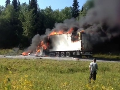 Пожар, вспыхнувший на месте аварии под Красноярском, потушен
