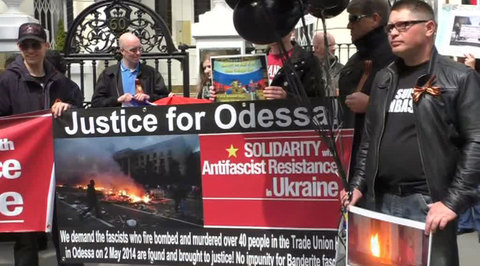 В Лондоне у украинского посольства прошел митинг в память об Одессе