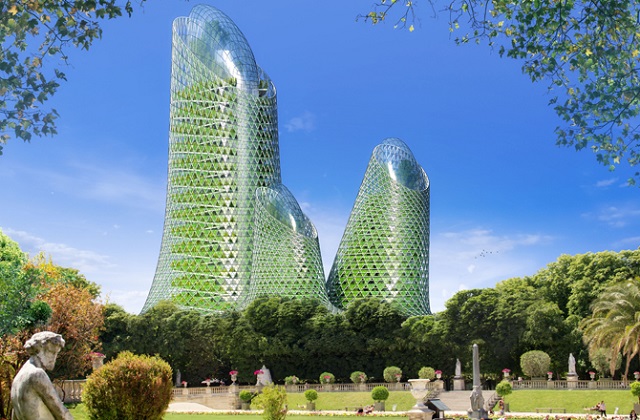 Район Монпарнас и памятная чёрная башня изменятся до неузнаваемости к 2050 году (иллюстрация Vincent Callebaut Architectures).